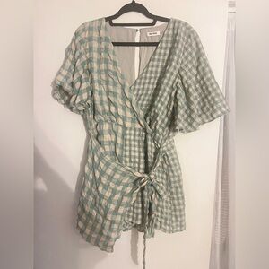 Checkered Wrap Romper